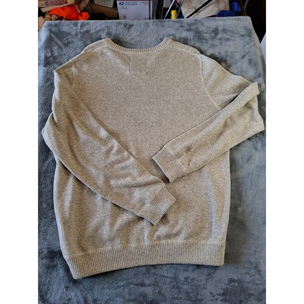 American Eagle Outfitters Mens V-Neck Sweater Tan Heathered Knit Large L/G